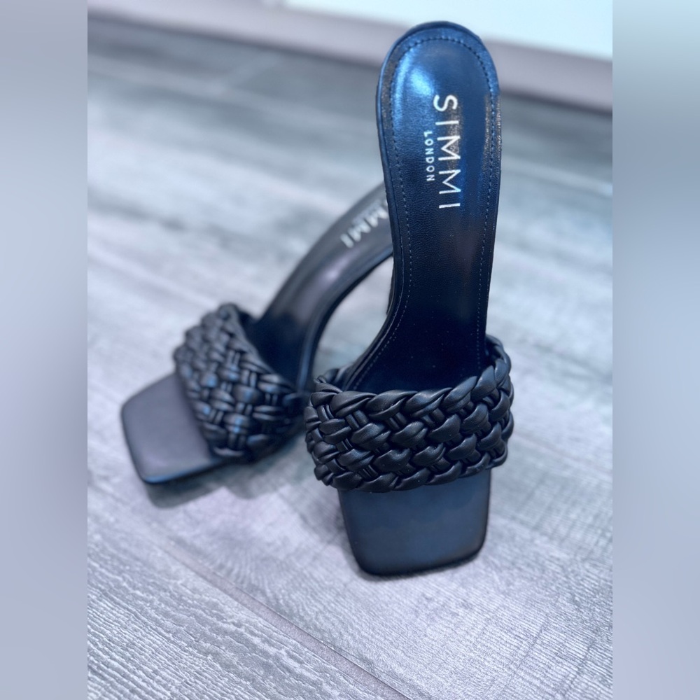 Simmi London BRANDY BLACK WOVEN SATIN STILETTO MULES Side 7‎